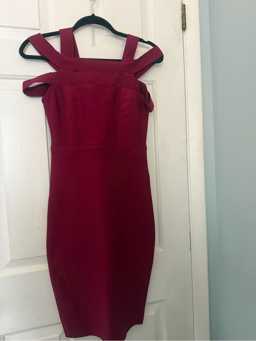 Fashion Nova Devi Burgundy Bandage Bodycon Dress Size S NWT